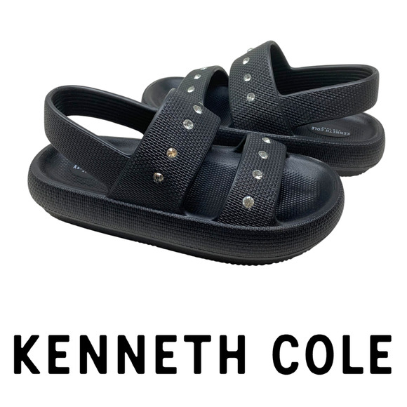 NEW Kenneth Cole EU 37 US 6.5 Mello Jeweled Slingback Black Cloud Sandals NIB - Picture 1 of 12